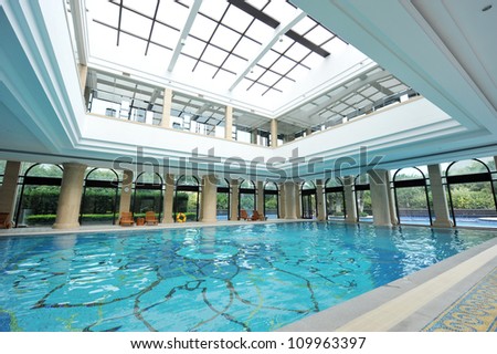 view of an indoor pool at a hotel