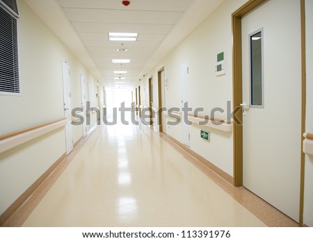 long corridor in the hospital.
