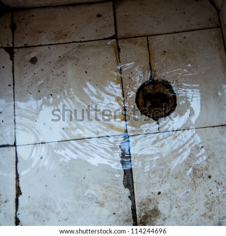 water in grunge dirty sink.