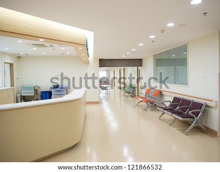 Empty nurses station in a hospital.