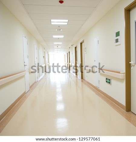 Long Corridor In The Hospital.