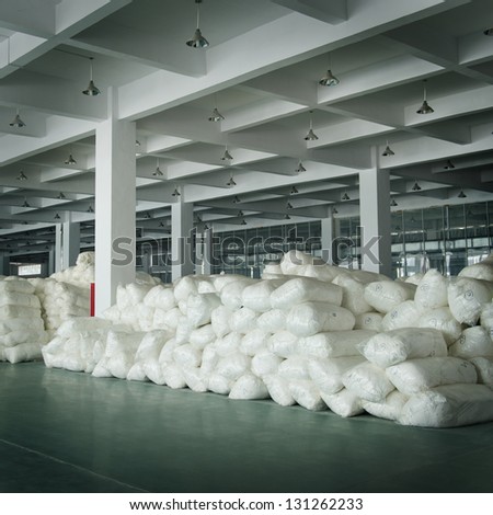 interior of a warehouse in a textile factory.