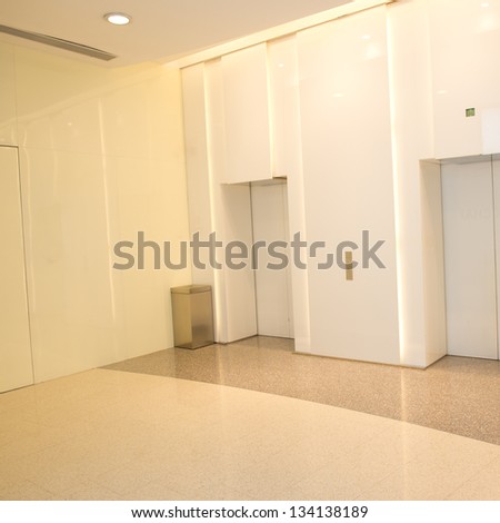 Modern design interior of elevator lobby.