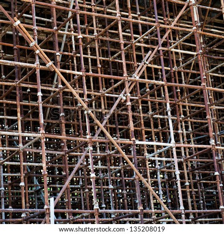 Temporary scaffold for construction works.