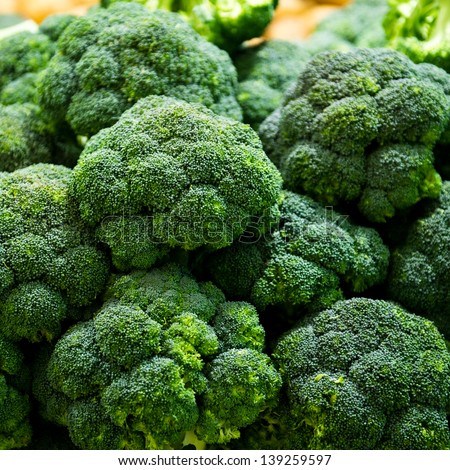 Group Of Fresh Broccoli Close Up.