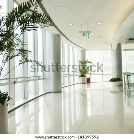 Empty Corridor In The Modern Office Building.