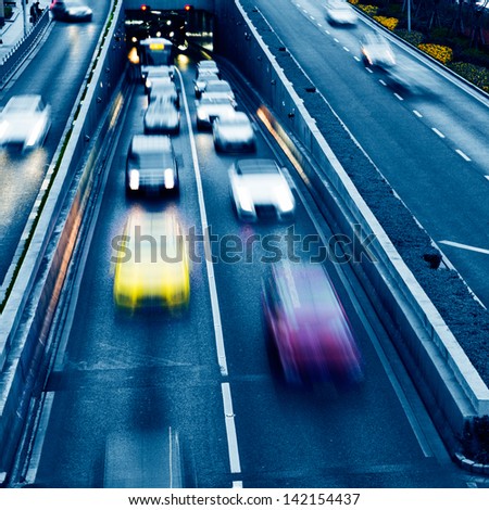 Car traffic at night. blur motion.