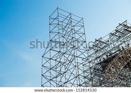 Scaffolding as safety equipment on a construction site.