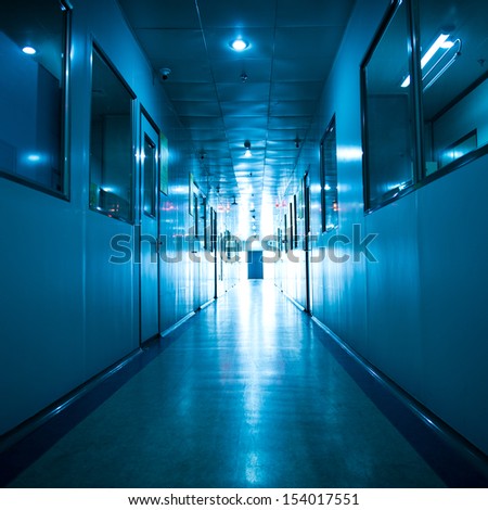 Empty long corridor in hospital.