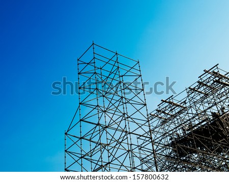 Scaffolding as safety equipment on a construction site.