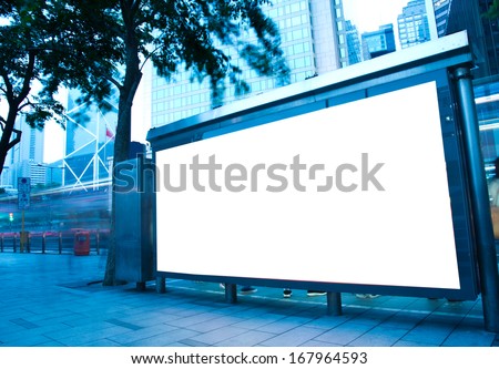 Blank billboard at a bus stop Blank billboard at a bus stop