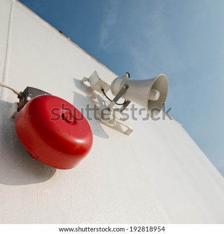 Megaphone used for emergency alarms on cruise ship.
