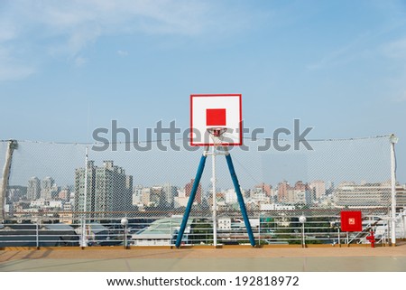 outside basketball court on the roof.