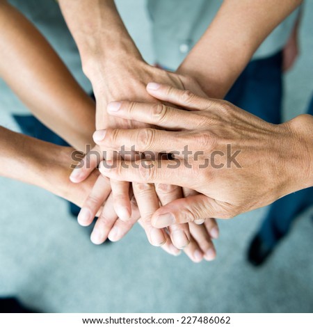 People with their hands together. team work concept