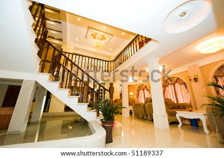 grand view of a luxury house, luxury house Grand Stairs.