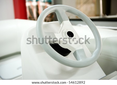 steering wheel on a speed boat.