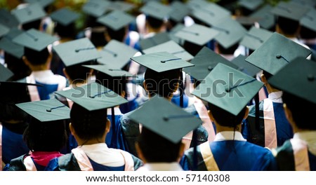 Shot of graduation caps during commencement