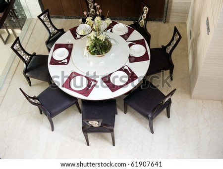 top view of oriental style dining room.