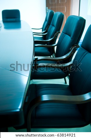blue tone of empty boardroom or meeting room.