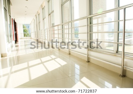 empty long corridor in hospital.
