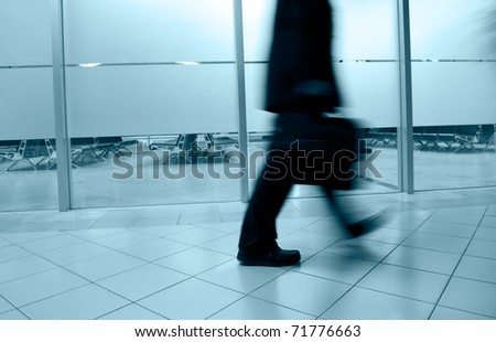 business people silhouette. stock photo : Walking usiness people silhouette. Blue tint.