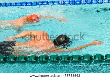 Man swimming during a competition