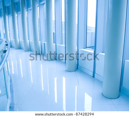 Hall of business building with light from window