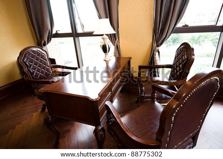Luxury office interior on brown color