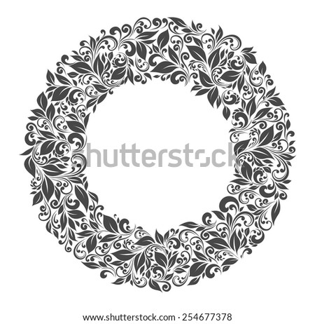 Round frame of patterns and leaves