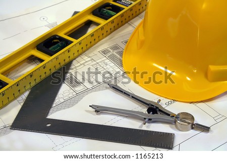 Remodeling Homes on Architectural Plans And Tools For Remodeling A Home Stock Photo