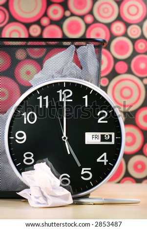 Clock showing time with  retro wallpaper background