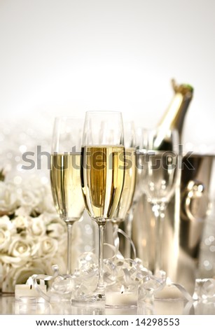 stock photo Glasses of champagne for a wedding reception