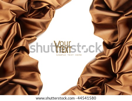 Rich golden brown satin fabric on white background