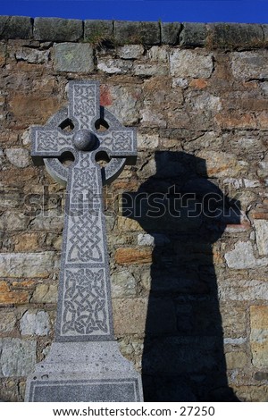 Gravestone cross at St Andrews in Scotland.  Typical Celtic cross