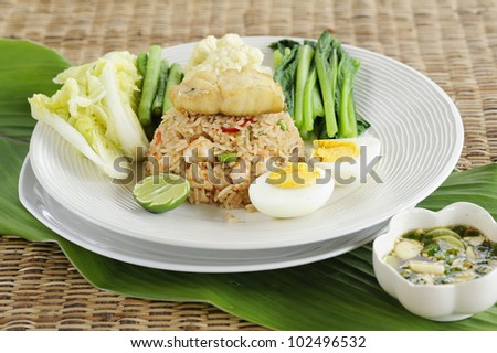 fried rice seafood - fried rice with fish and  shrimp