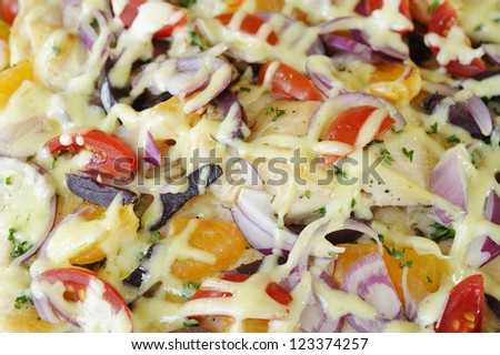 chicken with orange vegetable and mayannaise -  chicken with orange salad and vegetable