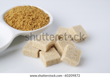 cane sugar and brown sugar cube