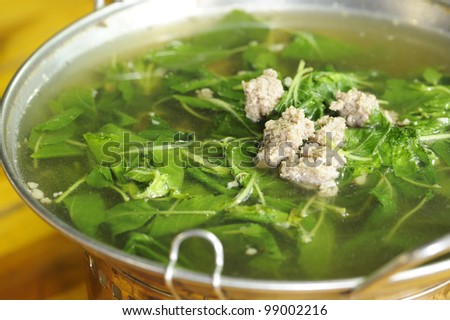 soup minced pork with basil - thai basil - thai cuisine