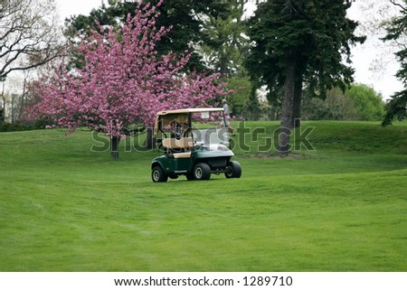 golf cart sitting on golf course