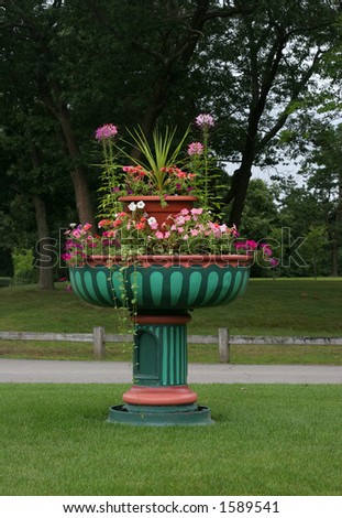 very large planter with flowers