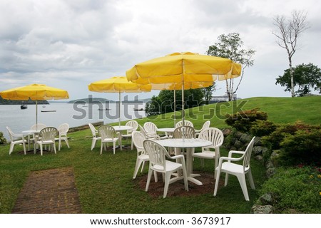 outdoor restaurant with ocean view