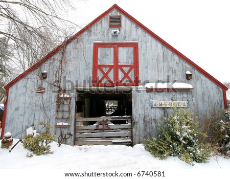 old charming barn in winter