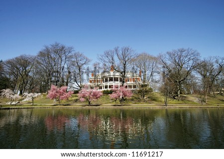 beautiful landscape with Casino in Roger Williams Park, Providence, Rhode Island