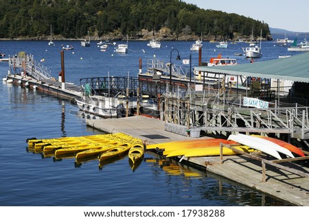 kayaks and boats in harbor