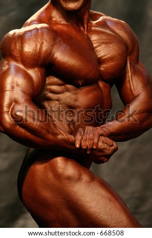 Bodybuilder chest and biceps