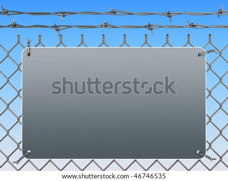 Wire mesh fence and warning sign