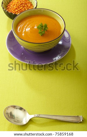 Creamy lentil soup with red lentils