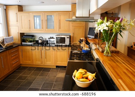 wooded fitted kitchen interior