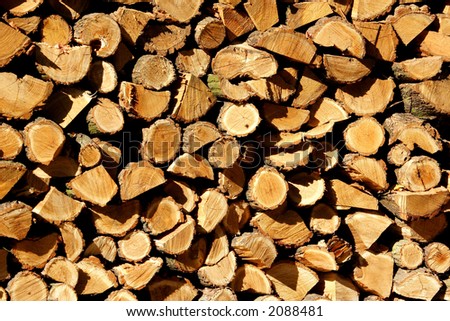 stacked winter logs for heating