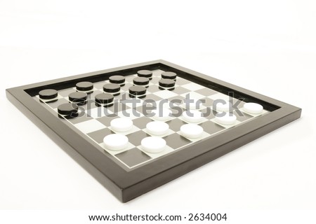 stock photo : draughs or checkers black and white board game